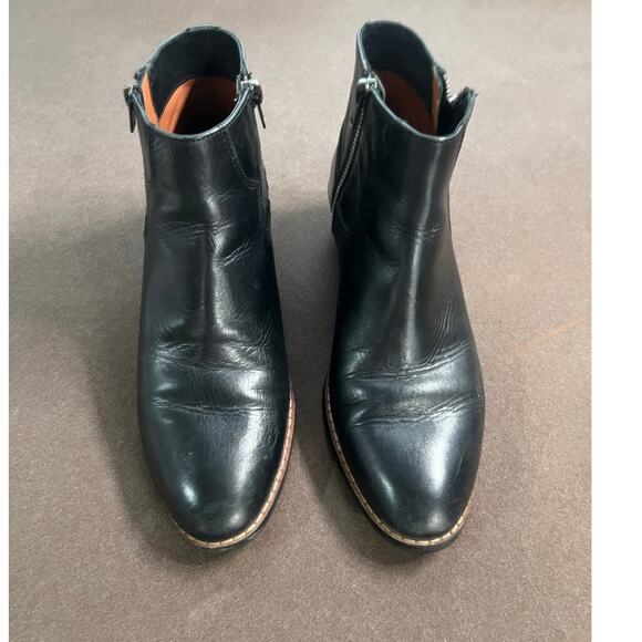 Coach Black Leather Zipped Bootie Metal Logo On Heel Women's Size 6 - Picture 7 of 15